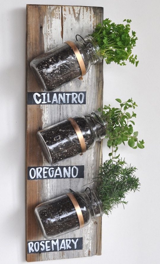 upcycled mason jars - herb planter