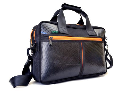 Vegan leather laptop bag – Orange Zip