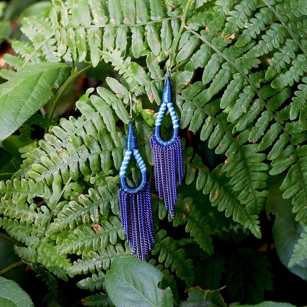 Flip flop earrings - double blue