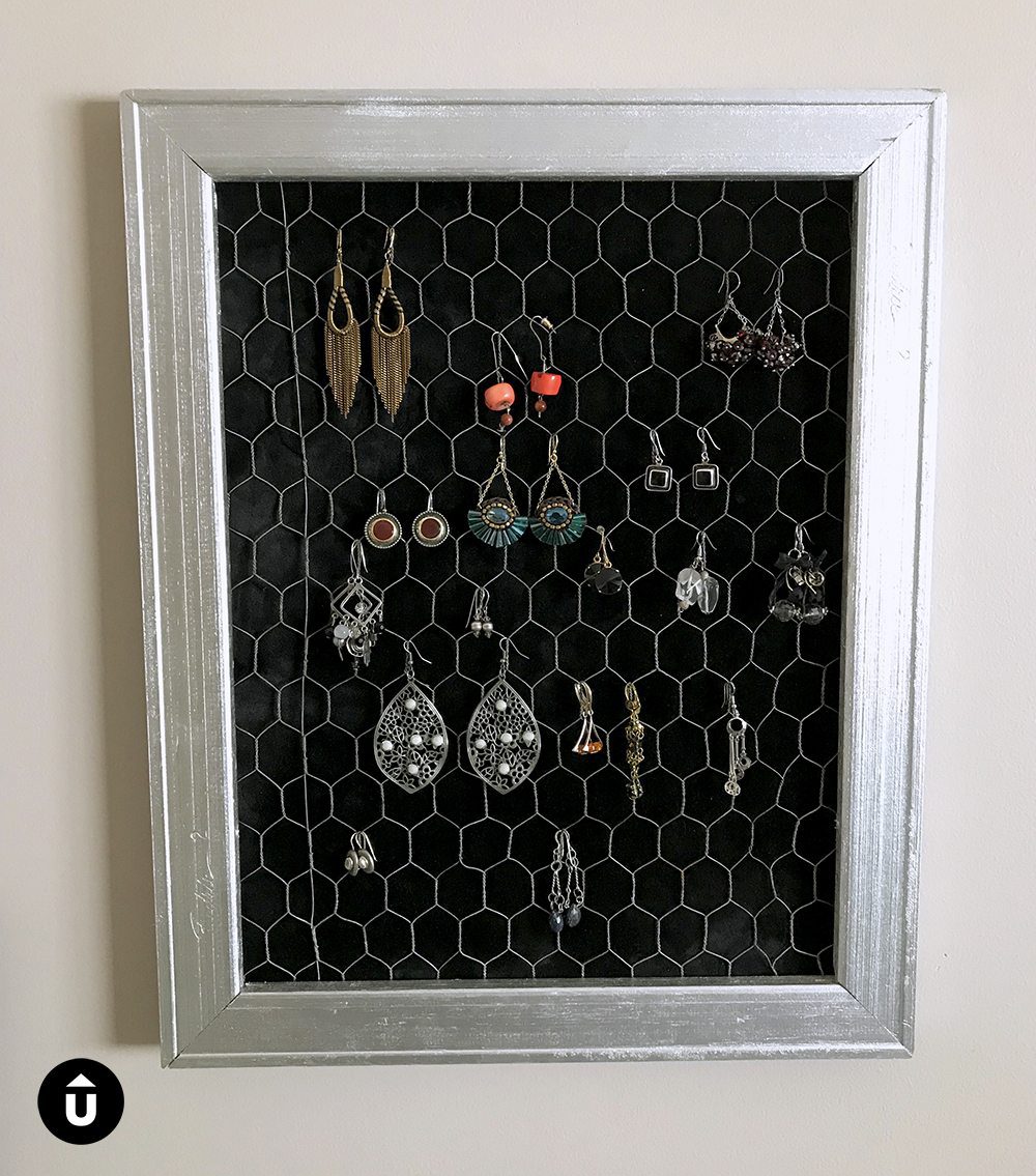 Repurpose Old Picture Frames - Earring Organizer