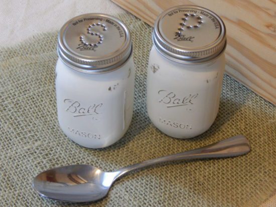 upcycled mason jars - salt and pepper shakers