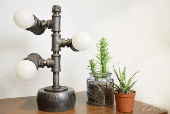 upcycle pipe into a desk lamp