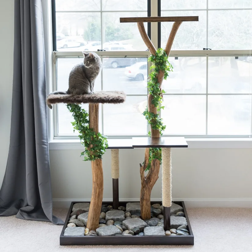 upcycled gifts for pet owners - real branch cat tree